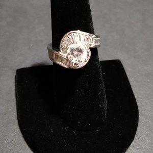 * Sterling Silver Swirl Ring Wedding Band CZ .925